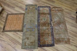 A Chinese cut velvet panel and 3 runners