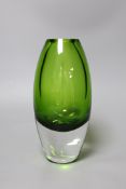 A Murano green glass vase, in Flávio Poli style, 23.5cms high,