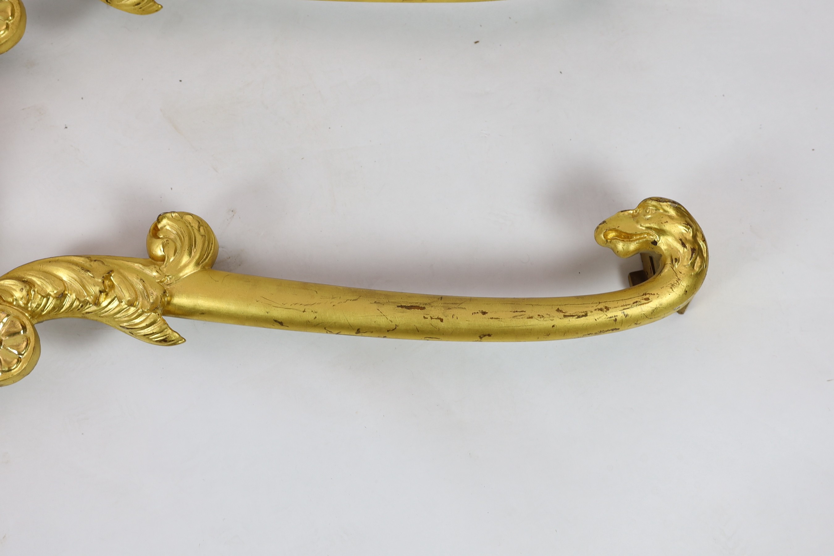 A pair of mid 19th century giltwood pediments, of laurel wreath ribbon and scroll form with eagles - Image 4 of 4