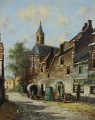 H. Hoeven, oil on canvas, Dutch street scene, signed, 60 x 50cm