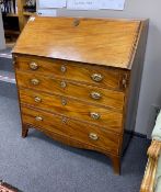 A George III mahogany bureau, width 91cm, depth 50cm, height 106cm Ivory submission reference: