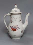 A Chinese export famille rose coffee pot and cover, circa 1800,25 cms high,