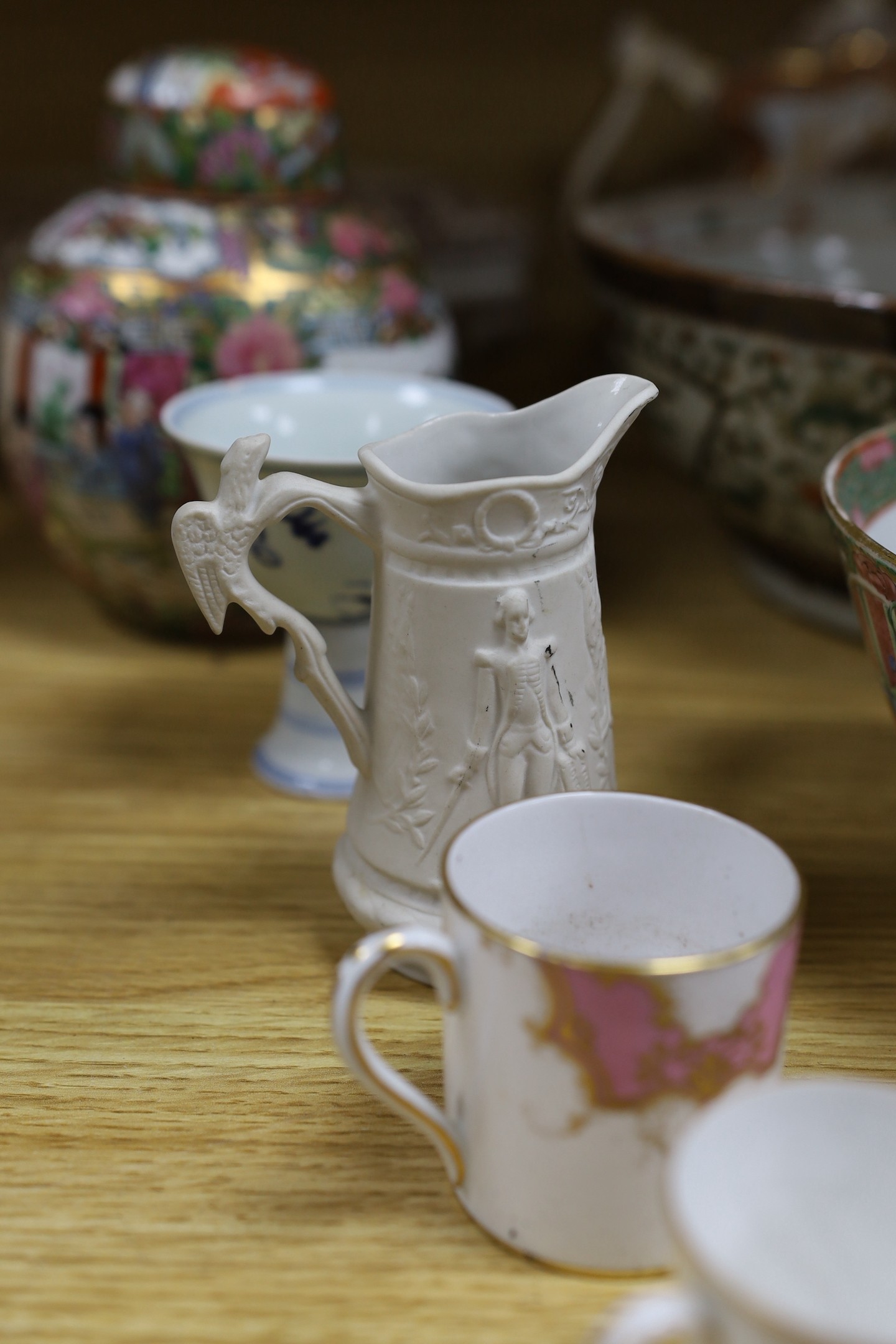 A group of mixed ceramics and an enamel brush, - Image 3 of 7