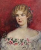 Carle John Blenner (American, 1862-1952) Portrait of a ladyoil on canvas board60 x 50cm