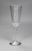 An 18th century facet stemmed ale glass,22.5cms high,