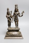 An Indian bronze group Shiva and Pavarti, early 20th century, 33cms high,