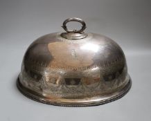 A Victorian silver plated meat dome, 35 cms long,