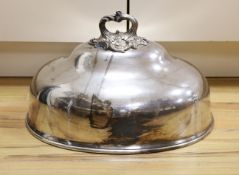 An old Sheffield plate meat dish cover, 50cms wide,