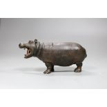 A Viennese cold painted bronze figure of a hippopotamus, 16cm long