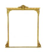 A Victorian giltwood and gesso overmantel mirror, with foliate scroll carved frame, W.148cm H.173cm