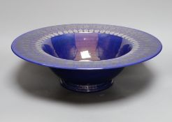 A Tobias Harrison Cumbrian studio pottery blue lustre glazed centre piece bowl, 43 cms diameter,