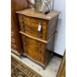 An early 20th century serpentine front oak canteen chest, width 56cm, depth 43cm, height 102cm