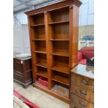A Victorian style mahogany open bookcase, width 138cm, depth 37cm, height 213cm