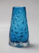 A Whitefriars Volcano vase , designed by Geoffrey Baxter, model 9717, in kingfisher blue glass