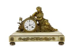 A. Brocot & Delettrez of Paris. A 19th century French white marble and ormolu mantel clock,