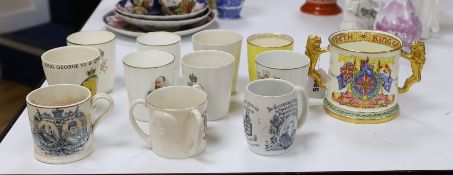 A collection of 19th/20th century commemorative ceramics including a Paragon QEII coronation