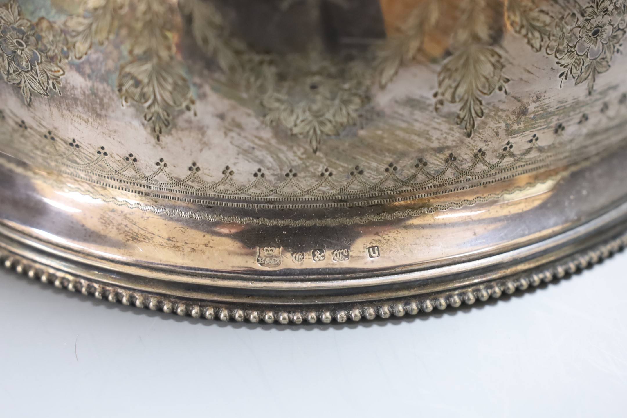 A Victorian silver plated meat dome, 35 cms long, - Image 3 of 3