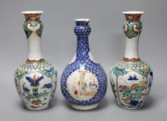 A pair Samson of Paris vases in the Chinese famille verte style and a Chinese Qianlong famille