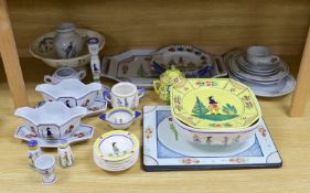 A collection of French Quimper tablewares,