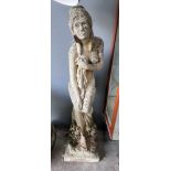 A reconstituted stone garden statue of a female bather, height 95cm