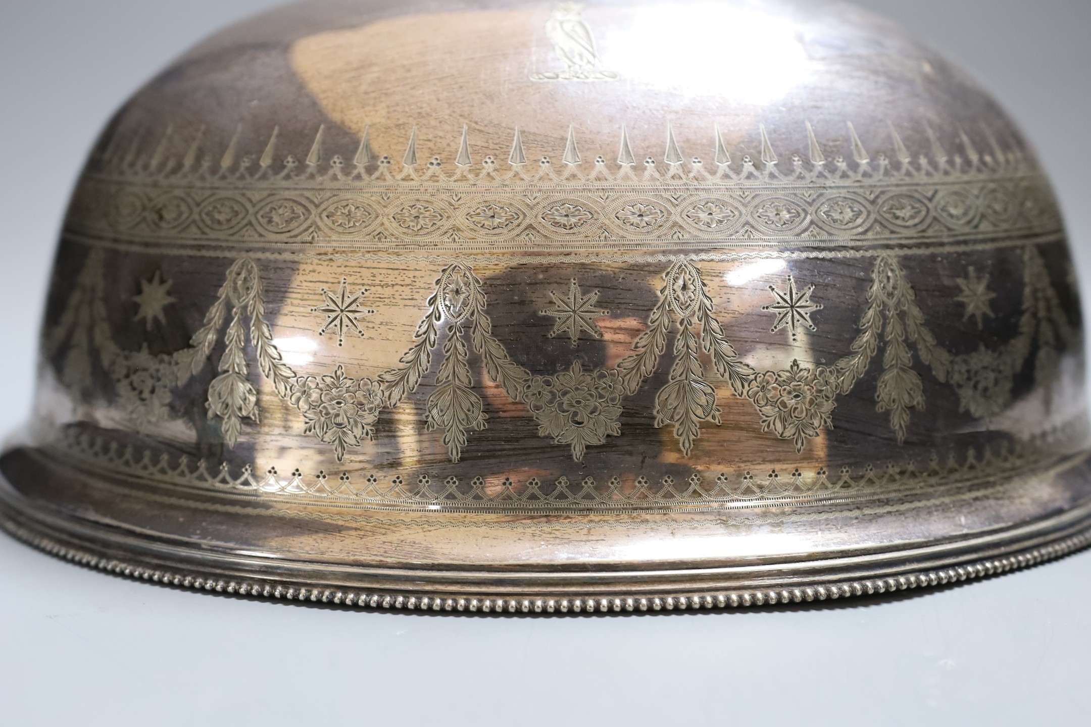 A Victorian silver plated meat dome, 35 cms long, - Image 2 of 3