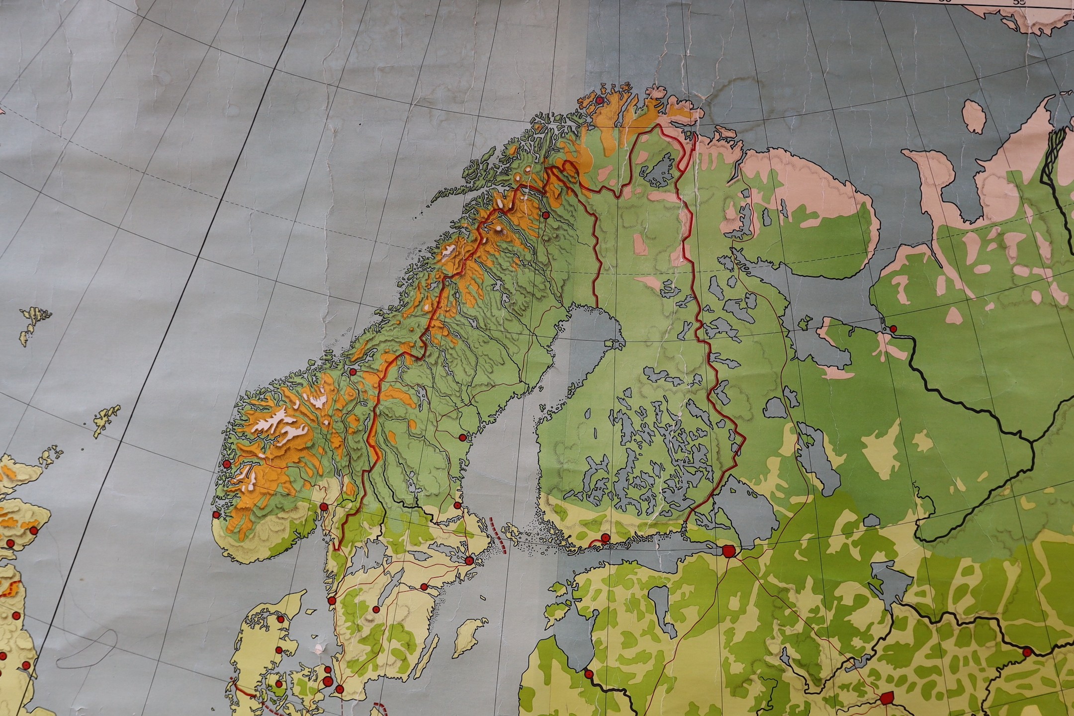 A Dutch school map of Europe, 200cm wide - Image 3 of 7