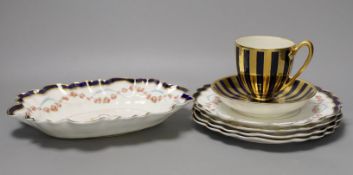 Five pieces of Crescent china dessert ware and a ‘’Vienna’ porcelain cabinet cup and saucer (7)