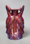 A Chinese flambe 'twin duck' vase, 19th/20th century, 24cm