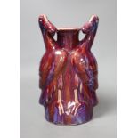 A Chinese flambe 'twin duck' vase, 19th/20th century, 24cm