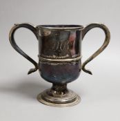 A George III provincial silver two handled pedestal cup by Dorothy Langlands, Newcastle, 1809,
