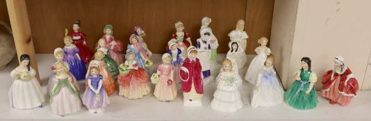 A collection of twenty five Royal Doulton figurines; Mandy, Penny, Ivy, the Rag Doll, Rose,