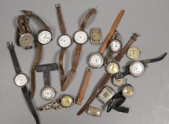 A small collection of ten assorted early 20th century wrist watches including trench style and seven