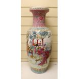 A large late 20th century Chinese famille rose vase, 61.5cm tall