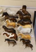 A selection of Beswick horses, to include Highland, Shire, Palomino and others (14)