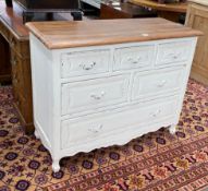A later painted hardwood Laura Ashley chest of six drawers, width 116cm