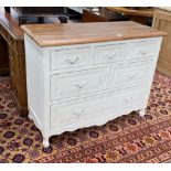 A later painted hardwood Laura Ashley chest of six drawers, width 116cm