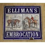An enamel sign, Elliman's Embrocation, 46 x 51cm