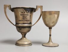 A Victorian silver goblet, by Daniel & Charles Houle, London, 1869, 11.5cm and a later two handled