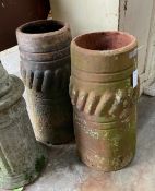 A pair of Victorian terracotta chimney pots, height 63cm