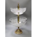 A Victorian cut glass two tier bonbonniere, 53cm tall