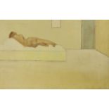 I. Hopkins, oil on canvas, Reclining nude in a studio, signed and dated '65, 46 x 71cm, unframed