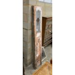 A pair of painted and stained glass inset doors, width 35cm height 209cm and a set of eight