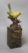 Miguel Ferdinand Lopez (Milo), a 20th century cold painted bronze model of a yellow bird, on later