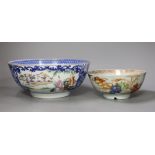 Two 18th century Chinese export famille rose bowls (a.f) largest 26cm diameter