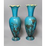 A pair of Linthorpe turquoise glazed pottery vases, impressed model no 2219, incised mark AS, 36cm