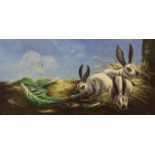 Stuart Armfield, oil on board, 'Rabbits', signed, 46 x 92cm, unframed