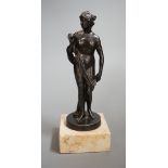 A bronzed spelter figure 'Eve', 20cm high