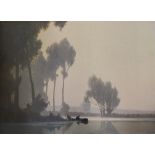 Alexandra Jacob, colour print, Lake scene, signed in the margin, published by Frost and Reed, 66 x