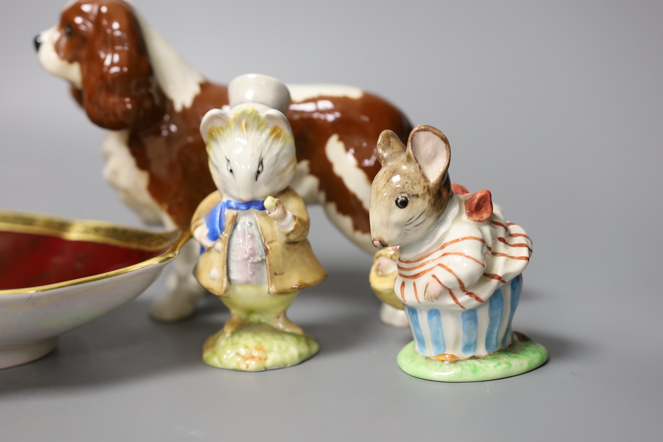 Five items of Beswick including three Beatrix Potter figures together with Crown Devon Rouge royal - Image 2 of 6