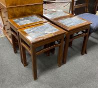 A set of four 19th century Chinese rosewood and grey marble stools or occasional tables, height